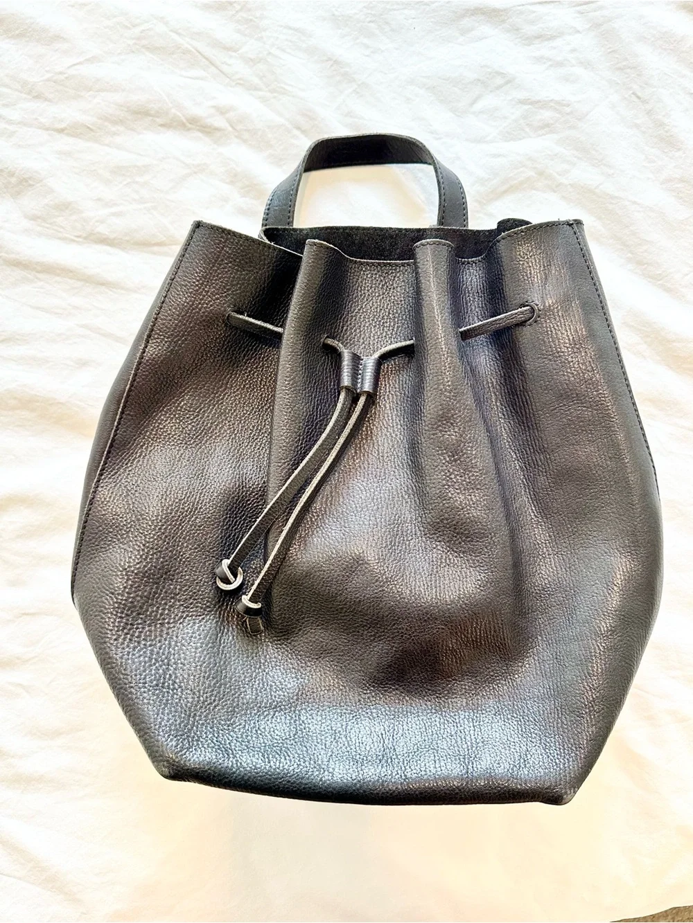 Madewell Black Leather Drawstring Backpack
